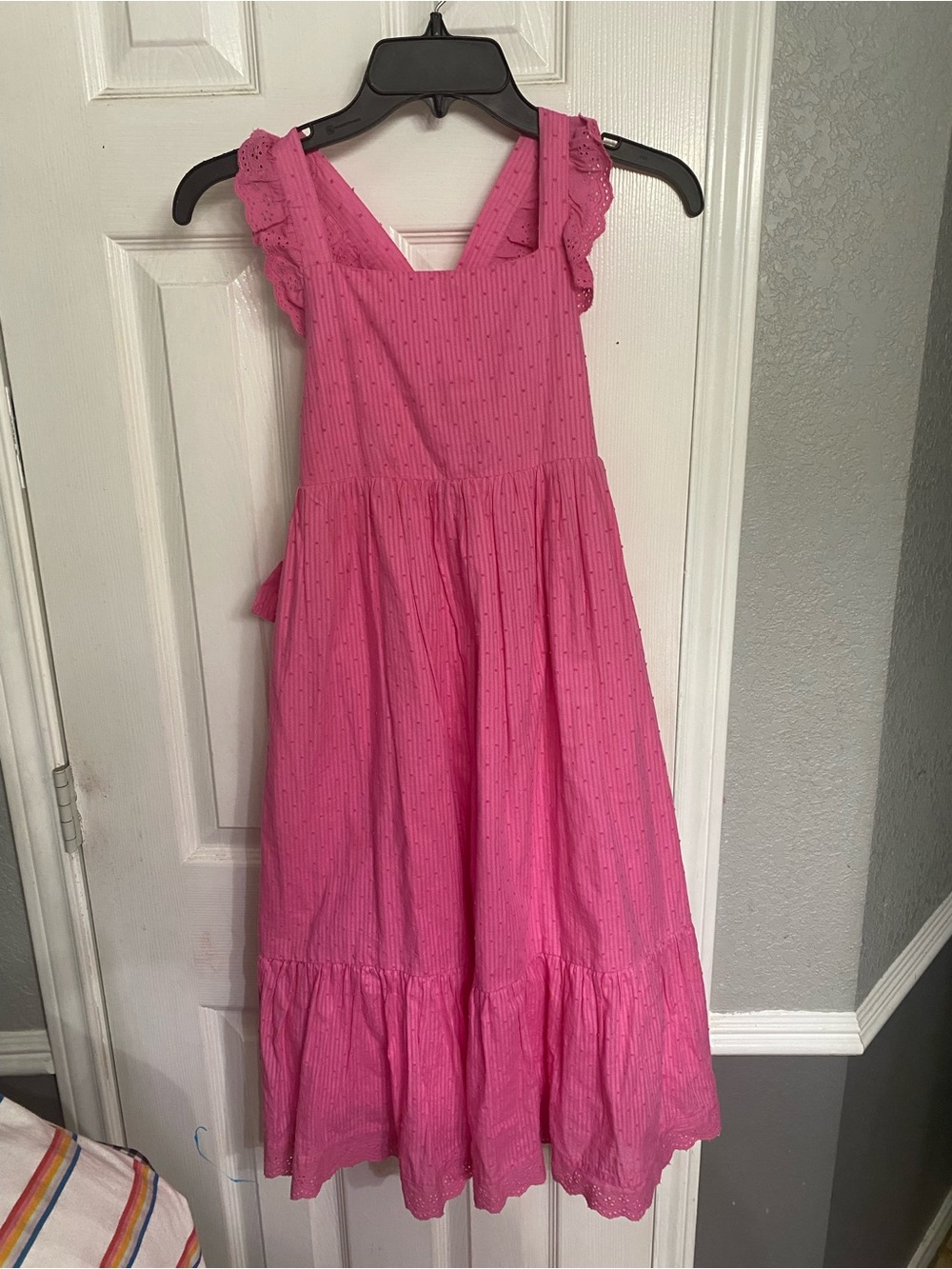 Girls Pink Sleeveless Ruffled Maxi Dress